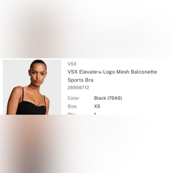 VSX Elevate Logo Black Sports Bra - Picture 1 of 5